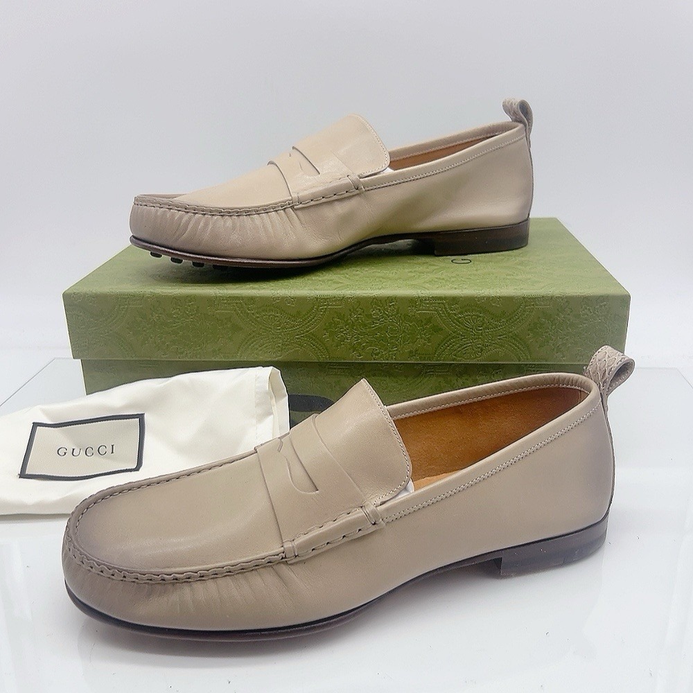 Gucci Women's Slip On Loafers Flats Tan Leather Size UK 6 US 9 - Picture 3 of 14